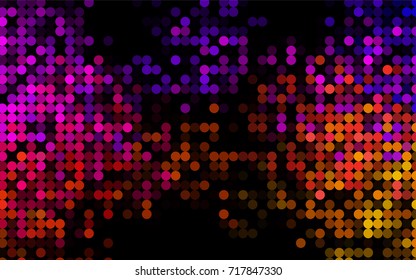 Dark Black vector red banner with set of circles, dots. Donuts Background. Creative Design Template. Technological halftone illustration.