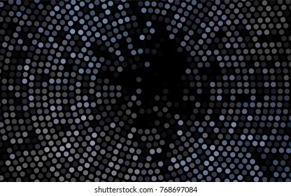 Dark Black vector red banner with set of circles, dots. Donuts Background. Creative Design Template. Technological halftone illustration.