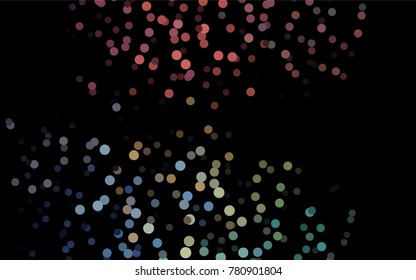 Dark Black vector red banner with set of circles, dots. Donuts Background. Creative Design Template. Technological halftone illustration.