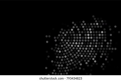 Dark Black vector red banner with set of circles, dots. Donuts Background. Creative Design Template. Technological halftone illustration.