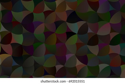 Dark Black vector red pattern of geometric circles, shapes. Colorful mosaic banner. Geometric background with colored disks.