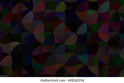 Dark Black vector red pattern of geometric circles, shapes. Colorful mosaic banner. Geometric background with colored disks.
