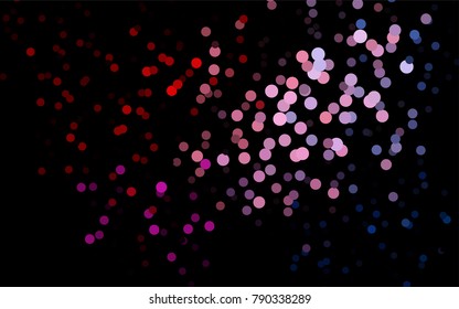Dark Black vector red pattern of geometric circles, shapes. Colorful mosaic banner. Geometric background with colored disks.
