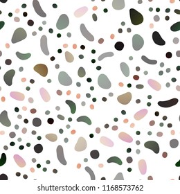 Dark Black vector seamless backdrop with dots, spots. Illustration with set of shining colorful abstract circles. Design for textile, fabric, wallpapers.