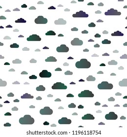 Dark Black vector seamless backdrop with cumulus. Colorful illustration consisted of abstract clouds. Pattern for design of fabric, wallpapers.
