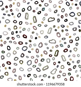 Dark Black vector seamless backdrop with dots, spots. Illustration with set of shining colorful abstract circles. Pattern for design of fabric, wallpapers.