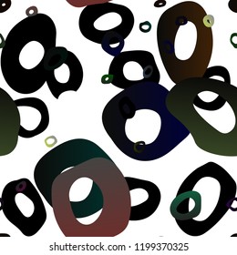 Dark Black vector seamless backdrop with dots, spots. Modern abstract illustration with colorful water drops. Pattern for design of fabric, wallpapers.