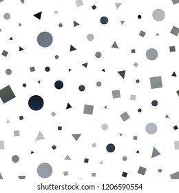 Dark Black vector seamless backdrop with lines, circles, rhombus. Circles, lines, rhombus with colorful gradient. Pattern for design of fabric, wallpapers.