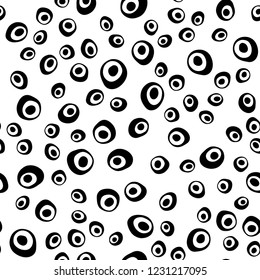 Dark Black vector seamless backdrop with dots, spots. Blurred decorative design in abstract style with bubbles. Trendy design for wallpaper, fabric makers.