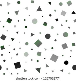 Dark Black vector seamless backdrop with lines, circles, rhombus. Decorative design in abstract style with lines, dots, cubes. Pattern for design of fabric, wallpapers.