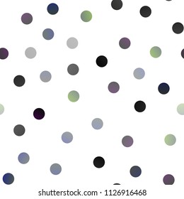 Dark Black vector seamless background with dots. Illustration with set of shining colorful abstract circles. Pattern can be used as texture of water, rain drops.