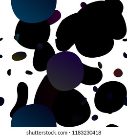 Dark Black vector seamless background with bubbles. Abstract illustration with colored bubbles in nature style. Pattern for trendy fabric, wallpapers.