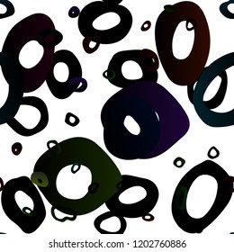 Dark Black vector seamless background with bubbles. Blurred bubbles on abstract backdrop with colorful gradient. Pattern for design of window blinds, curtains.