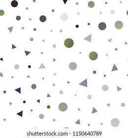Dark Black vector seamless cover in polygonal style with circles. Illustration with set of colorful circles, triangles. Pattern for design of fabric, wallpapers.