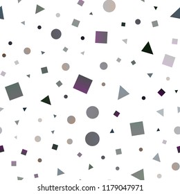 Dark Black vector seamless cover in polygonal style with circles. Abstract illustration with colorful dots, lines, cubes. Pattern for trendy fabric, wallpapers.