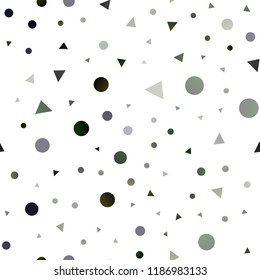 Dark Black vector seamless cover in polygonal style with circles. Decorative design in abstract style with lines, dots. Pattern for design of fabric, wallpapers.