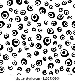 Dark Black vector seamless cover with circles. Abstract illustration with colored bubbles in nature style. Pattern for design of window blinds, curtains.