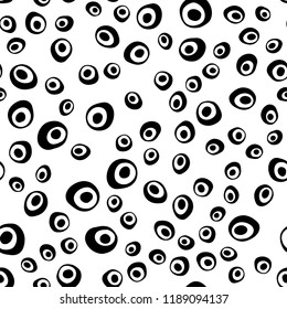 Dark Black vector seamless cover with circles. Glitter abstract illustration with blurred drops of rain. Pattern for design of fabric, wallpapers.