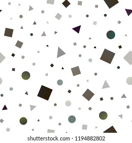 Dark Black vector seamless cover in polygonal style with circles. Decorative design in abstract style with lines, dots, cubes. Design for textile, fabric, wallpapers.