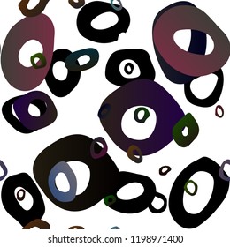 Dark Black vector seamless cover with circles. Modern abstract illustration with colorful water drops. Pattern for design of fabric, wallpapers.