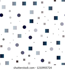 Dark Black vector seamless cover with circles, cubes. Colorful gradient with circles, rectangles on abstract backdrop. Trendy design for wallpaper, fabric makers.