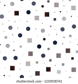 Dark Black vector seamless cover with circles, cubes. Abstract illustration with colorful circles, rectangles. Pattern for design of window blinds, curtains.