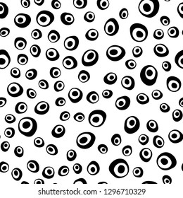 Dark Black vector seamless cover with circles. Blurred decorative design in abstract style with bubbles. Pattern for design of window blinds, curtains.