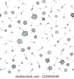 Dark Black vector seamless doodle pattern. An elegant bright illustration with leaves in Natural style. Pattern for brand book.