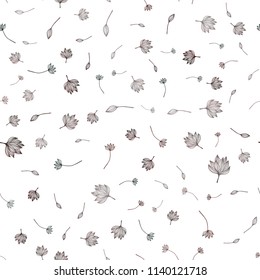 Dark Black vector seamless hand painted texture. Decorative design in Indian style with leaves. Hand painted design for wrapping, wallpaper.