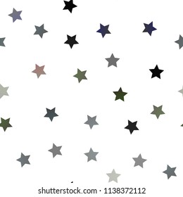 Dark Black vector seamless layout with bright stars. Glitter abstract illustration with colored stars. Best design for your ad, poster, banner.