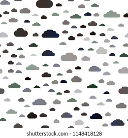 Dark Black vector seamless layout with cloudscape. Illustration with abstract gradient clouds. Pattern for design of window blinds, curtains.