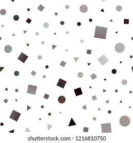 Dark Black vector seamless layout with circles, lines, rectangles. Abstract illustration with colorful dots, lines, cubes. Design for textile, fabric, wallpapers.