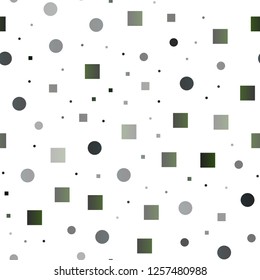 Dark Black vector seamless layout with circle spots, cubes. Decorative design in abstract style with circles, rectangles. Pattern for design of window blinds, curtains.