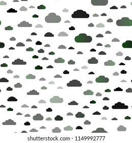 Dark Black vector seamless pattern with clouds. Colorful illustration consisted of abstract clouds. Pattern for design of window blinds, curtains.