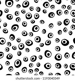 Dark Black vector seamless pattern with spheres. Illustration with set of shining colorful abstract circles. Pattern for design of window blinds, curtains.