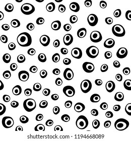 Dark Black vector seamless pattern with spheres. Blurred bubbles on abstract backdrop with colorful gradient. Pattern for design of window blinds, curtains.