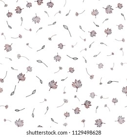 Dark Black vector seamless sketch template. Sketchy doodles with leaves on white background. Brand new style for your business design.