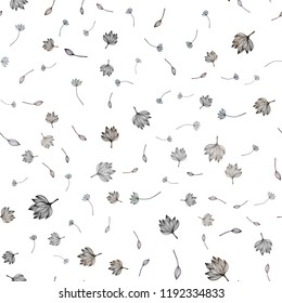 Dark Black vector seamless sketch background. Colorful illustration in doodle style with leaves. A new texture for your design.