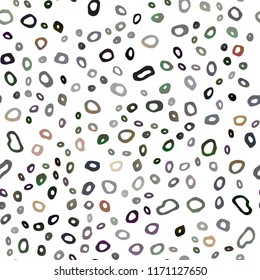 Dark Black vector seamless template with spots. Illustration with set of shining colorful abstract circles. Pattern for design of window blinds, curtains.