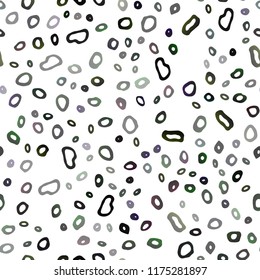 Dark Black vector seamless template with spots. Blurred bubbles on abstract backdrop with colorful gradient. Design for textile, fabric, wallpapers.