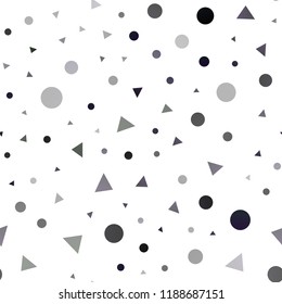 Dark Black vector seamless template with crystals, circles. Decorative design in abstract style with lines, dots. Pattern for design of fabric, wallpapers.