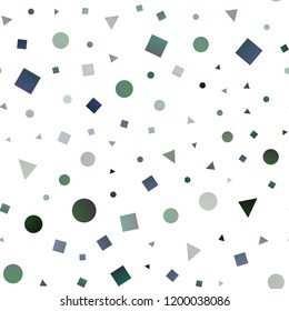 Dark Black vector seamless template with crystals, circles, squares. Abstract illustration with colorful dots, lines, cubes. Design for textile, fabric, wallpapers.