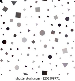 Dark Black vector seamless template with crystals, circles, squares. Abstract gradient illustration with circles, triangles, cubes. Template for business cards, websites.