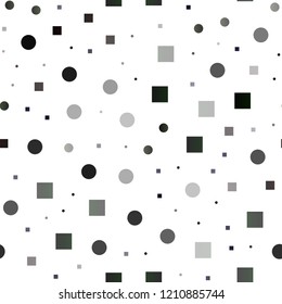 Dark Black vector seamless template with spots, rectangles. Abstract illustration with colorful circles, rectangles. Pattern for design of fabric, wallpapers.