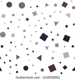 Dark Black vector seamless template with crystals, circles, squares. Decorative design in abstract style with lines, dots, cubes. Pattern for design of fabric, wallpapers.