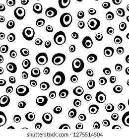 Dark Black vector seamless template with spots. Modern abstract illustration with colorful water drops. Pattern for trendy fabric, wallpapers.