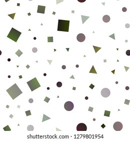 Dark Black vector seamless template with crystals, circles, squares. Circles, lines, rhombus with colorful gradient. Pattern for trendy fabric, wallpapers.