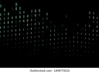 Dark Black vector template with dollar, USD, usa. Blurred design in with symbols of dollar, USD, usa. Template for ads of markets, loans.