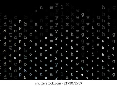 Dark black vector template with isolated letters. Shining illustration with ABC symbols on abstract template. Smart design for your business advert of university.