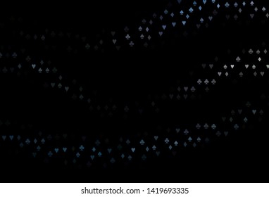 Dark Black vector template with poker symbols. Blurred decorative design of hearts, spades, clubs, diamonds. Pattern for leaflets of poker games, events.